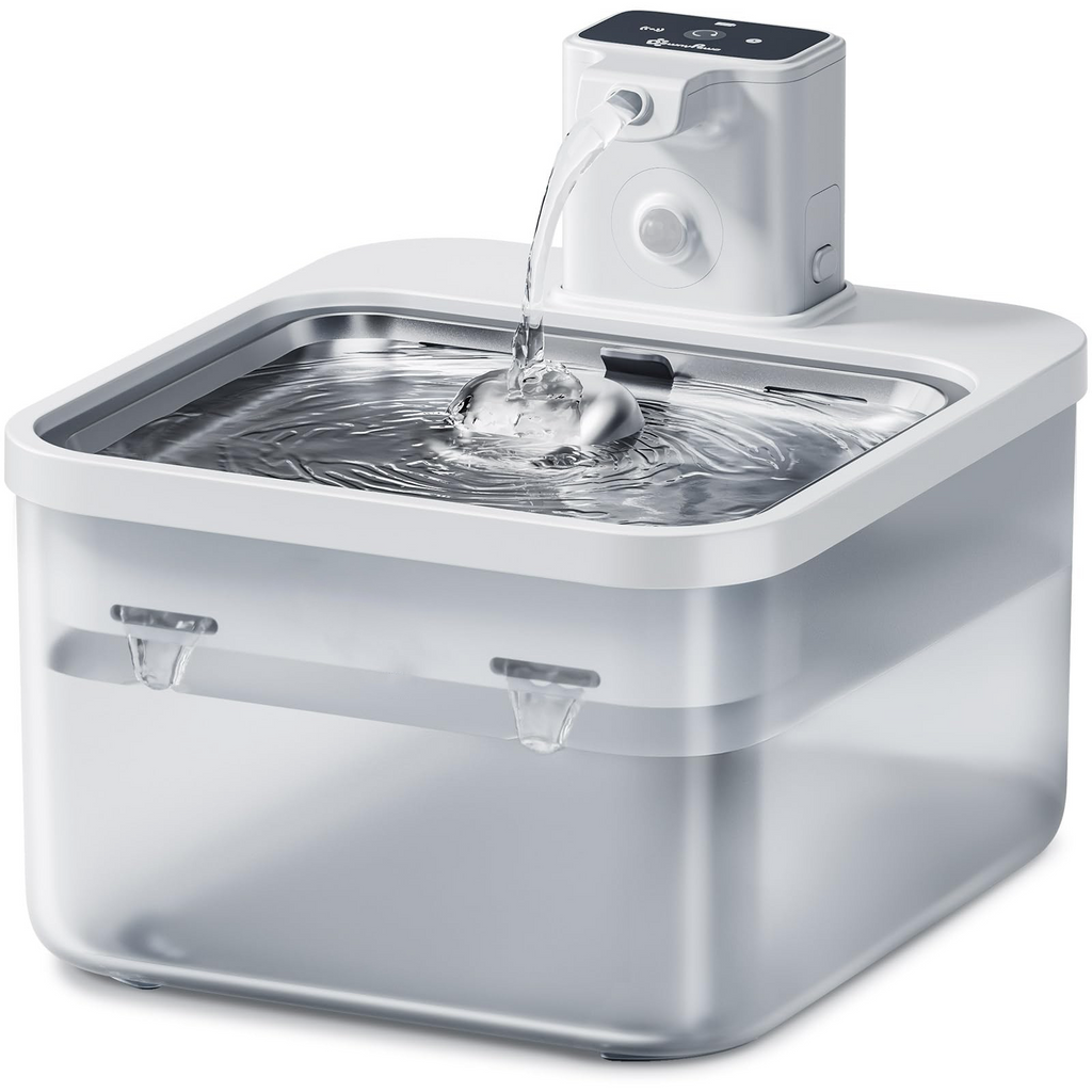 Smart Rechargeable Wireless Pet Water Fountain with Stainless Steel Tray