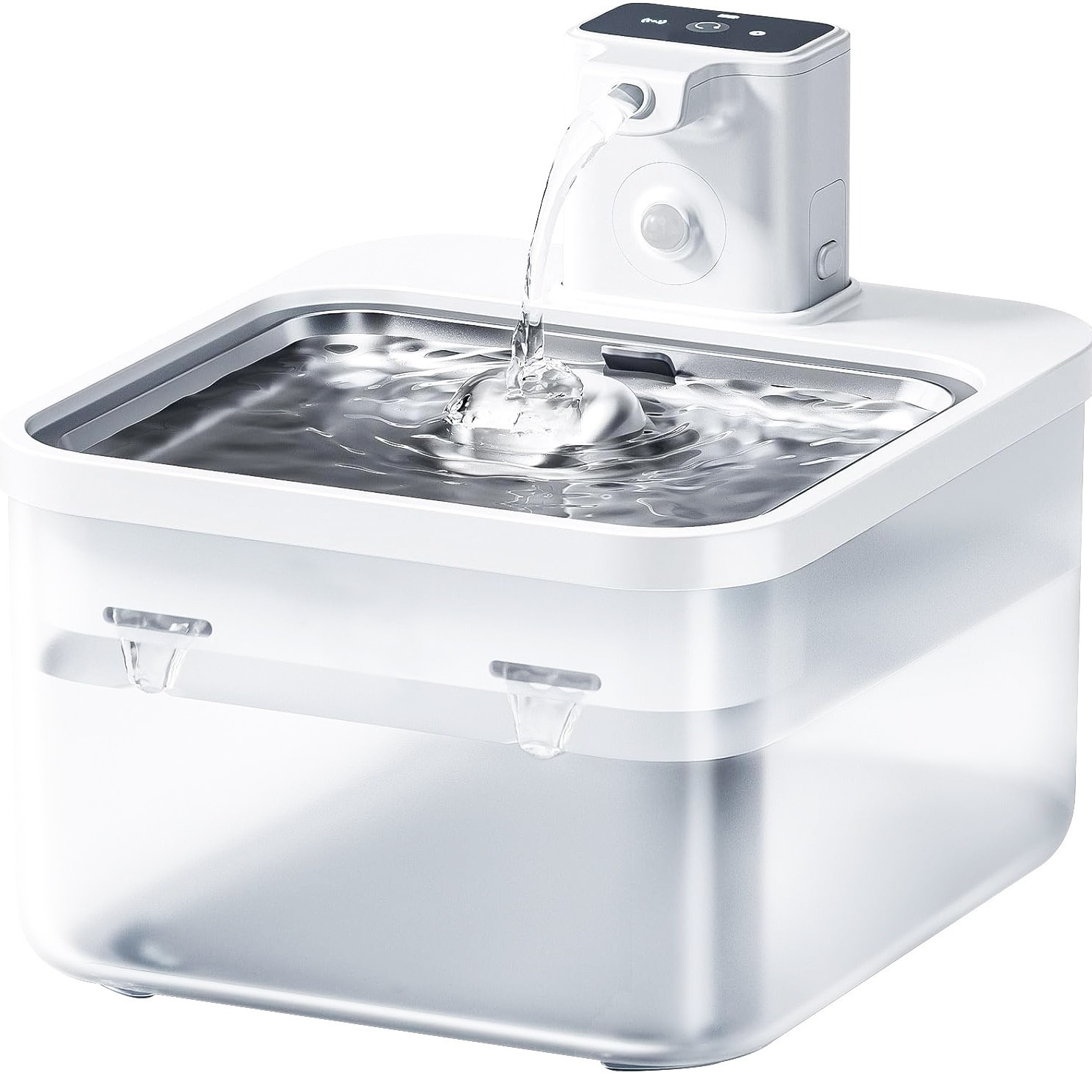 Smart Rechargeable Wireless Pet Water Fountain with Stainless Steel Tray